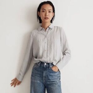 555 NWOT madewell nn598 Crinkled Button-Up Shirt size S